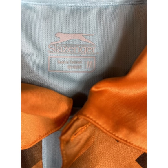 Slazenger Golf Polo Shirt Men Medium Orange Geometric Lightweight Casual Classic - Picture 8 of 10
